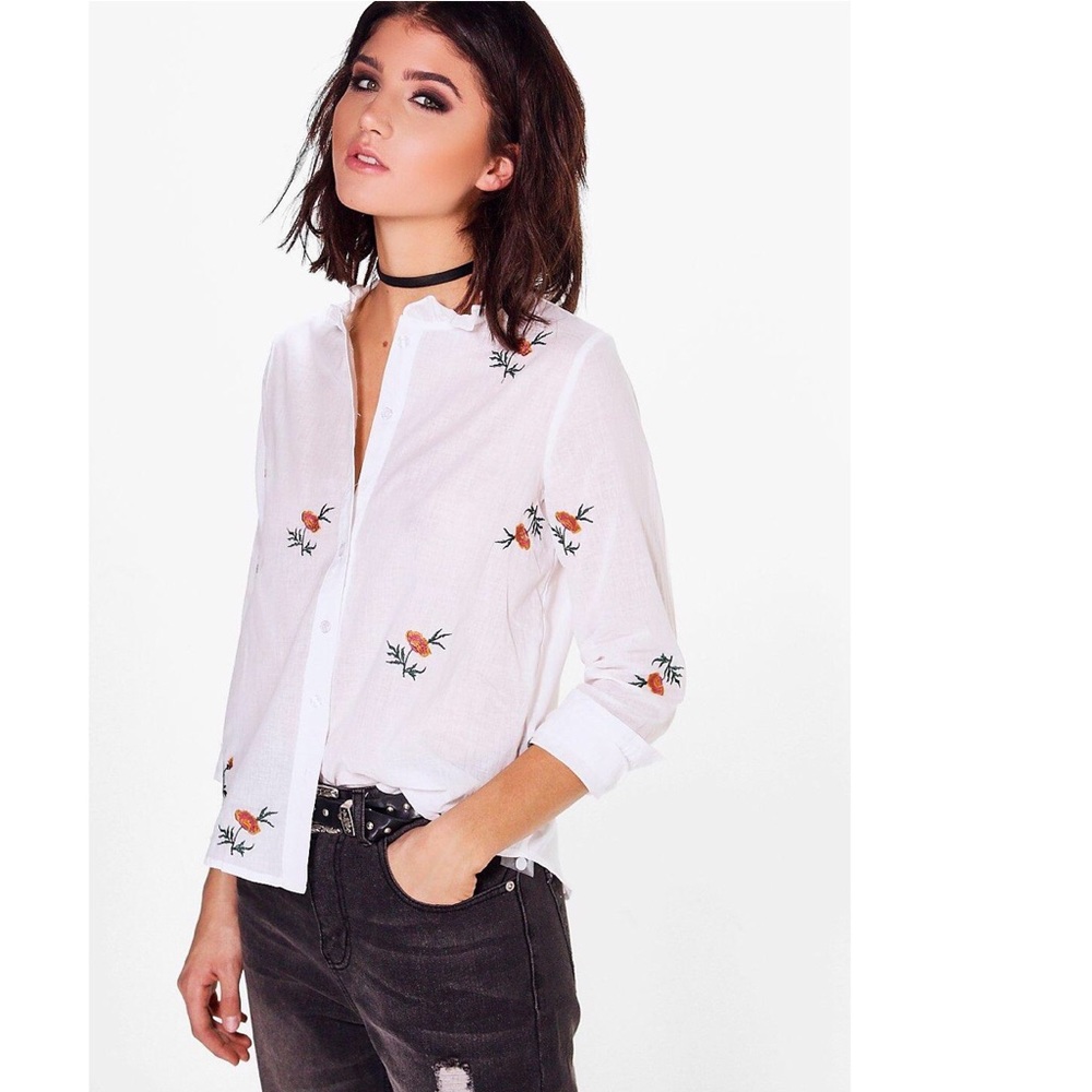 Boohoo embroidered cotton shirt